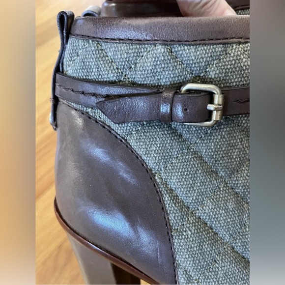 BCBG MAXAZRIA Kingston brown green leather fabric bootie boot 38 1/2 US 8 - Picture 9 of 9